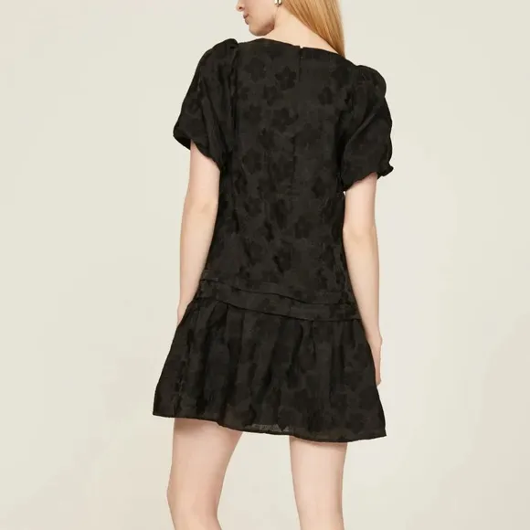 Madewell Puff-Sleeve Pleated Mini Dress in Floral Jacquard