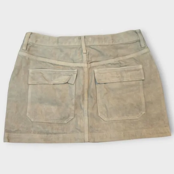 Madewell x MN Dye Studio Denim Patch-Pocket Micro Mini Skirt Taupe color 30 NWT