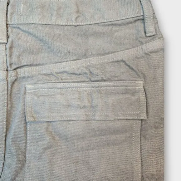 Madewell x MN Dye Studio Denim Patch-Pocket Micro Mini Skirt Taupe color 30 NWT