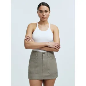 Madewell x MN Dye Studio Denim Patch-Pocket Micro Mini Skirt Taupe color 30 NWT