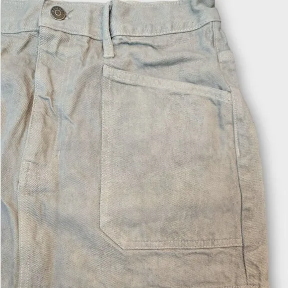 Madewell x MN Dye Studio Denim Patch-Pocket Micro Mini Skirt Taupe color 30 NWT