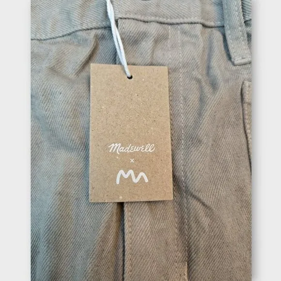 Madewell x MN Dye Studio Denim Patch-Pocket Micro Mini Skirt Taupe color 30 NWT