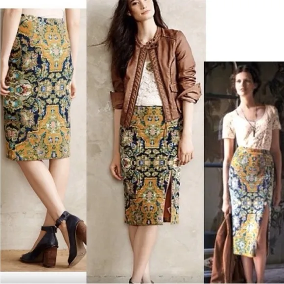 Maeve Anthropologie Tapestry Pencil Skirt Stretch Medium​​