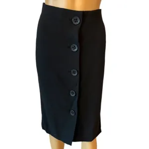 Magaschoni Black Button Front Pencil Skirt Size 12 6