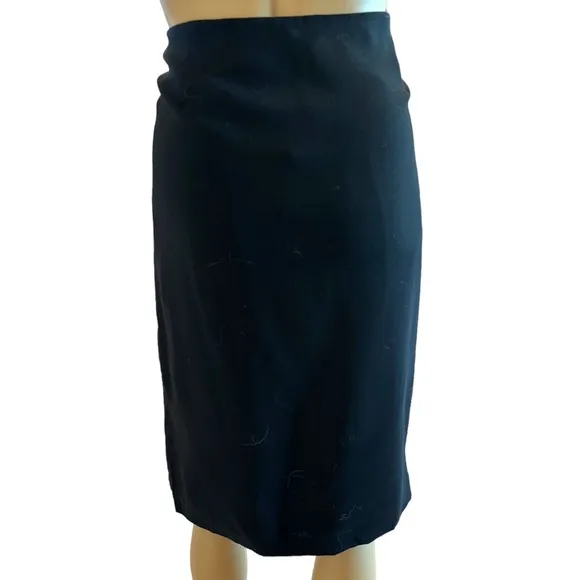 Magaschoni Black Button Front Pencil Skirt Size 12 6