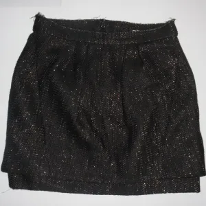 Maje France pleated black &amp; gold tiered raw-edge Wool Blend Pockets Mini Skirt