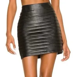Majorelle - Chloe Black Faux Leather pleated Mini Skirt - XS