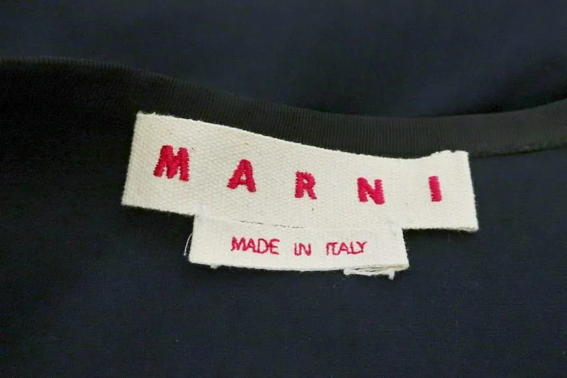 Marni Pencil Skirt Navy Stretch Cotton Size 38