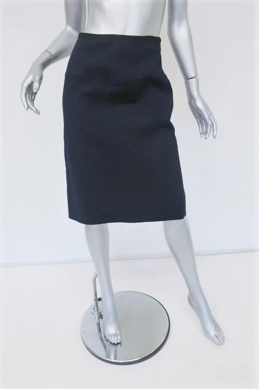 Marni Pencil Skirt Navy Stretch Cotton Size 38