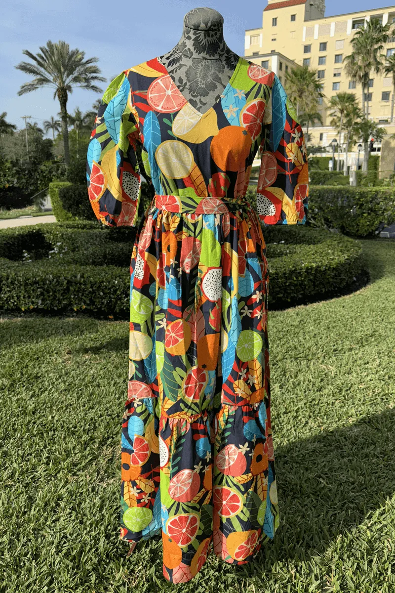 Maude Cotton Fruit Maxi Dress