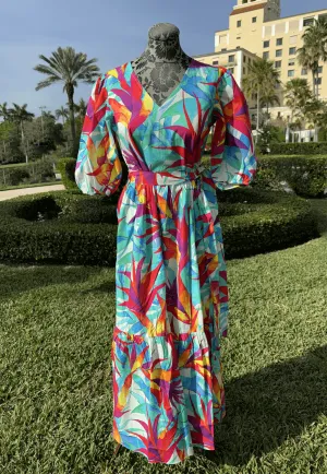 Maude Cotton Marine Floral Maxi Dress