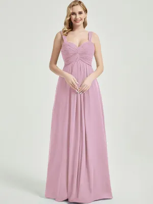 Mauve Sweetheart Straps A-Line Floor Length Chiffon Bridesmaid Dress