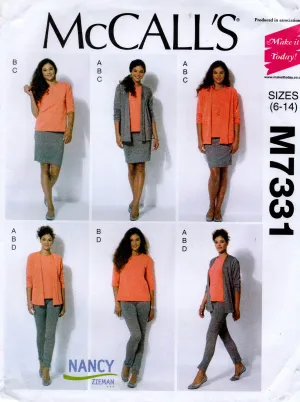 McCall's M7331 Womens Stretch Leggings Top Jacket & Skirt Sewing Pattern Sizes 6 - 14 UNCUT Factory Folded