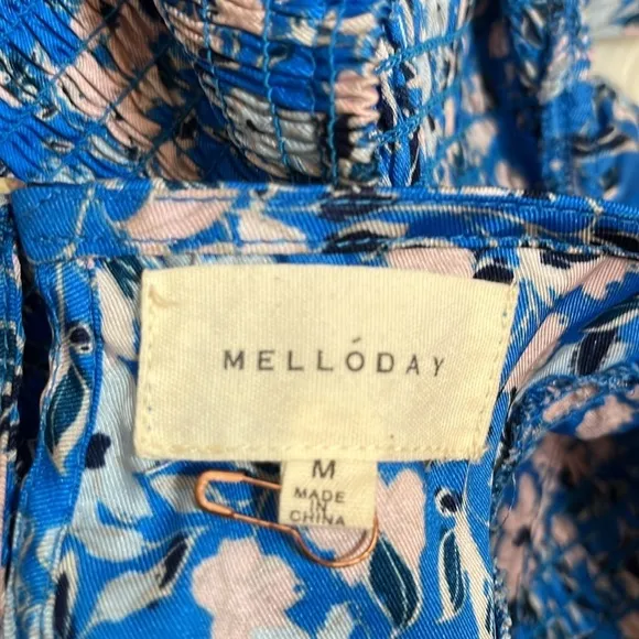 Melloday Blue Floral Boho Maxi Dress