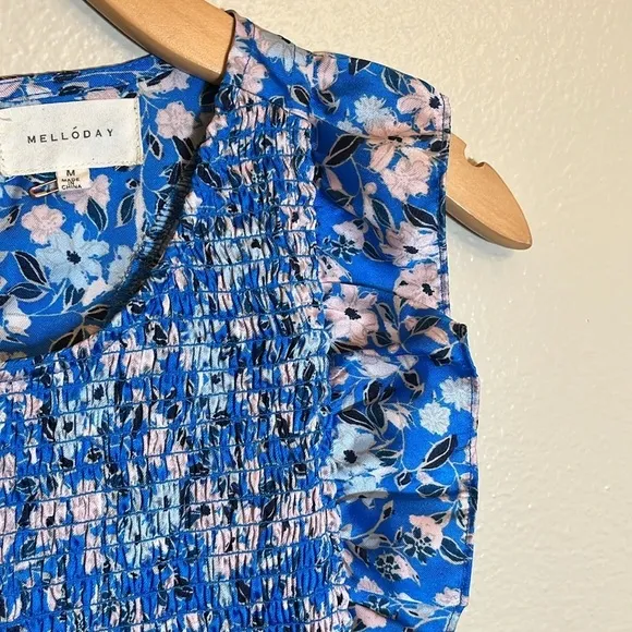 Melloday Blue Floral Boho Maxi Dress