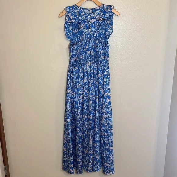 Melloday Blue Floral Boho Maxi Dress