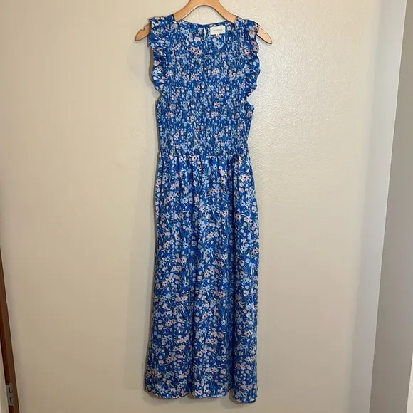 Melloday Blue Floral Boho Maxi Dress