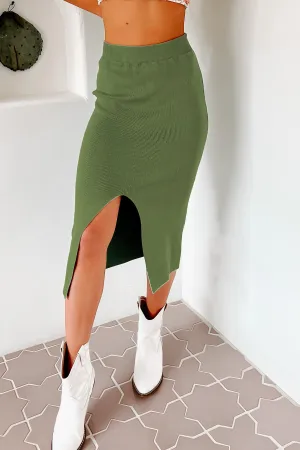 Melodic Musings Knit Midi Skirt (Green)