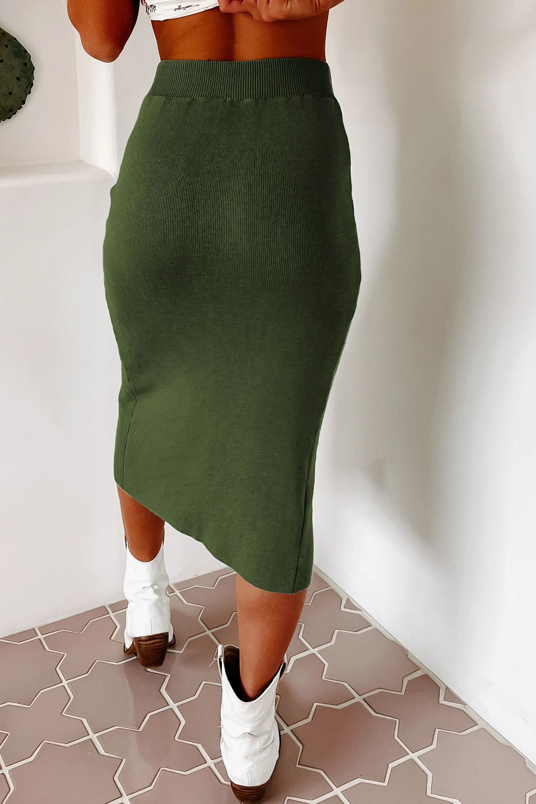 Melodic Musings Knit Midi Skirt (Green)