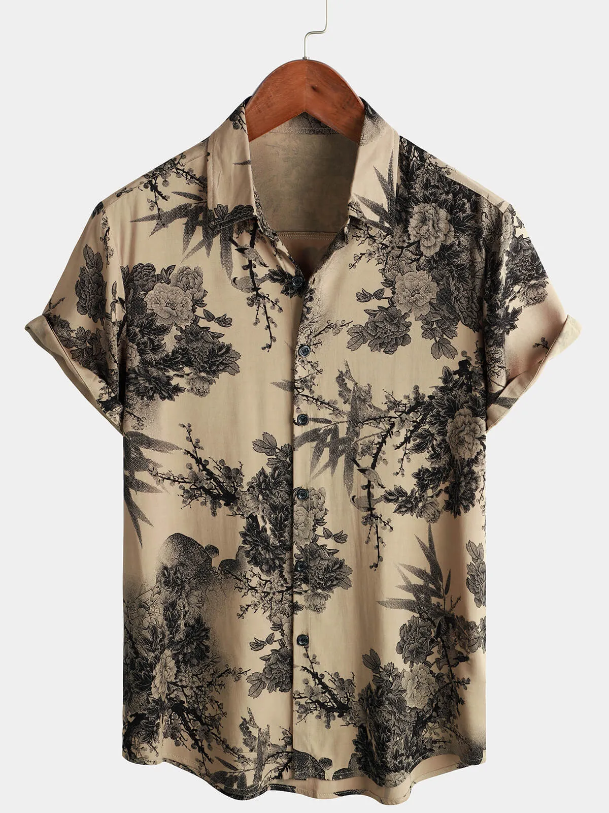 Men's Floral Vintage Summer Hawaiian Short Sleeve Shirt