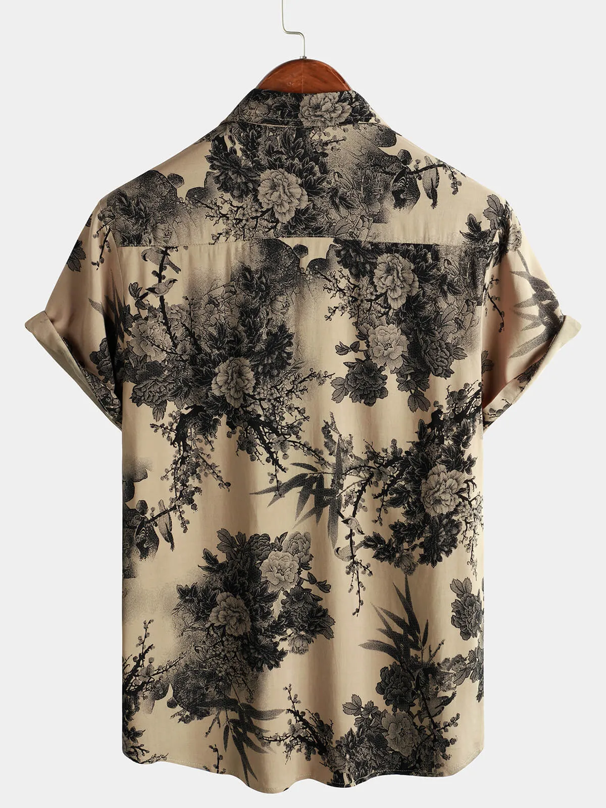 Men's Floral Vintage Summer Hawaiian Short Sleeve Shirt