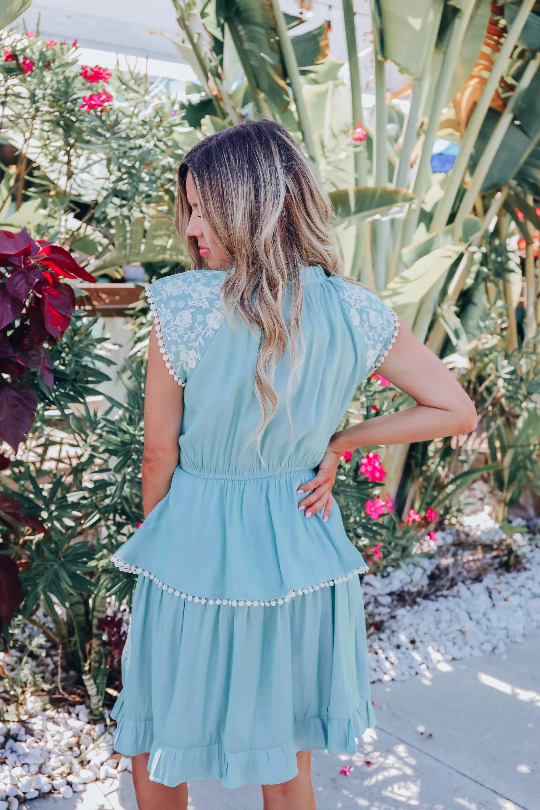 Mermaid Blue Embroidered Dress