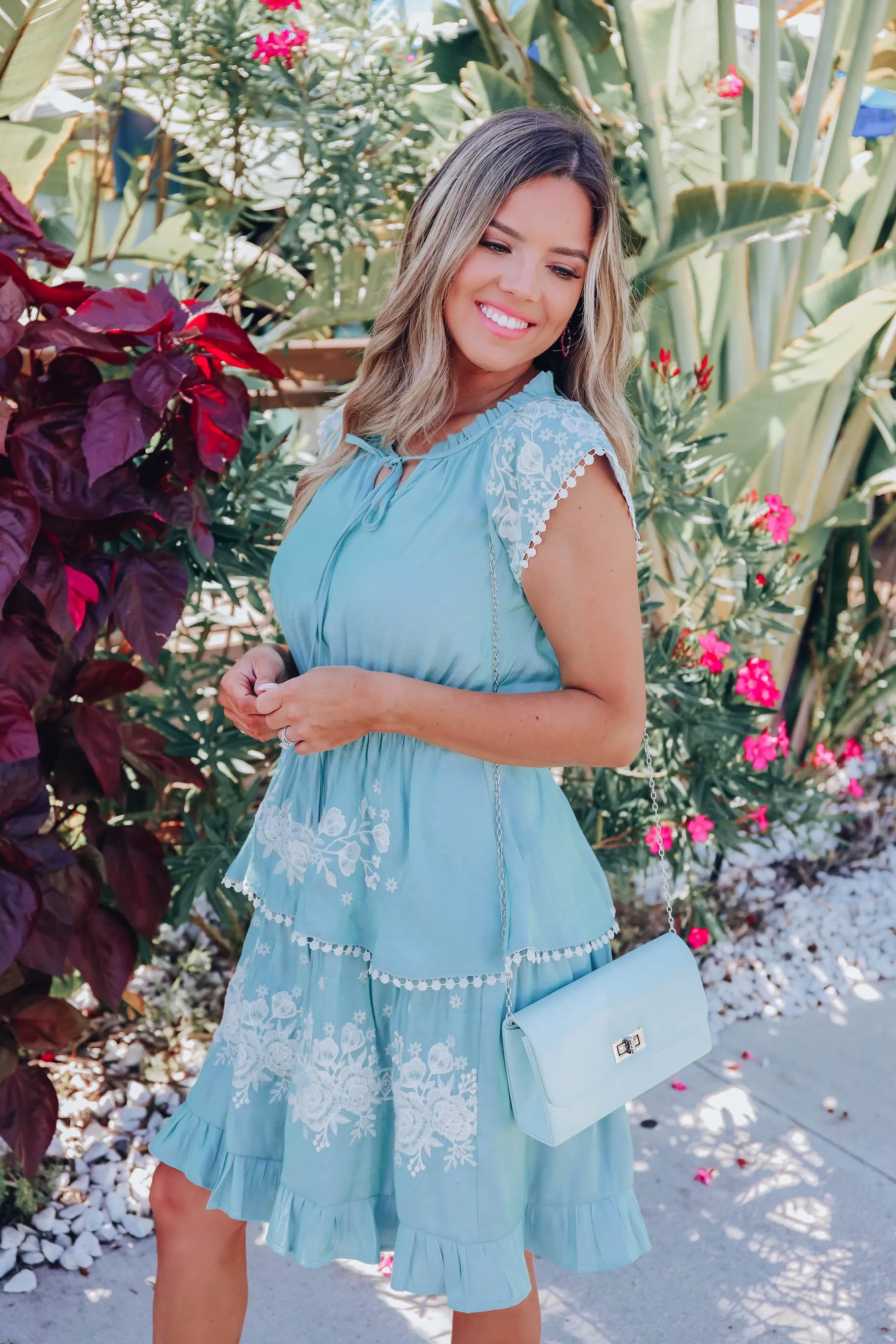 Mermaid Blue Embroidered Dress