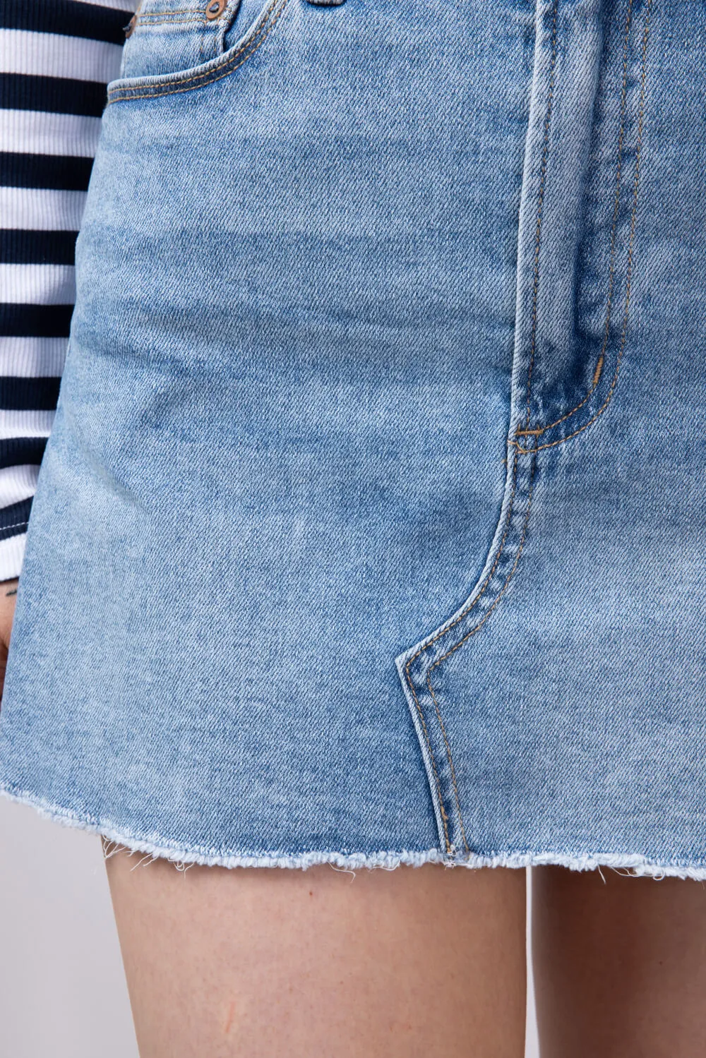 Mica High Rise Raw Hem Denim Mini Skirt for Women | MDP-K3478