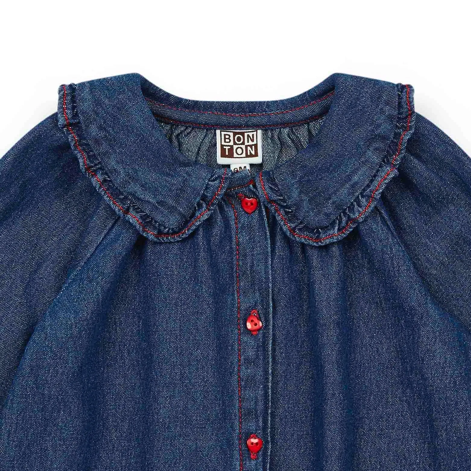 Mini Heidi Baby Dress, Denim Brut