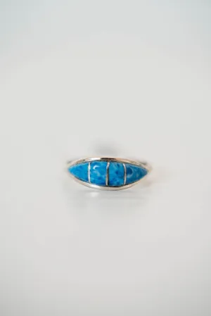 Mini Vertical Shield Ring | Denim Lapis