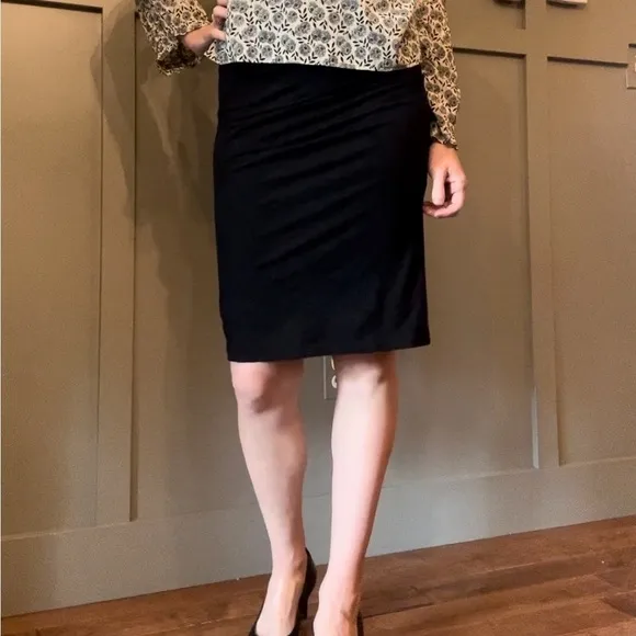 Mm Lafleur The Soho Skirt Ruched Lined Pencil Skirt Stretch Jersey Black Size XS