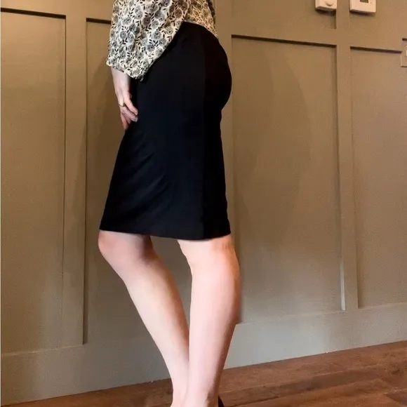 Mm Lafleur The Soho Skirt Ruched Lined Pencil Skirt Stretch Jersey Black Size XS