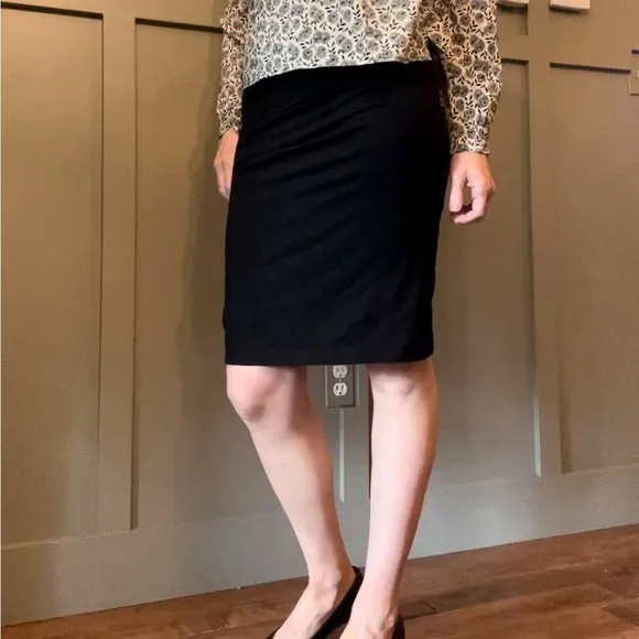 Mm Lafleur The Soho Skirt Ruched Lined Pencil Skirt Stretch Jersey Black Size XS