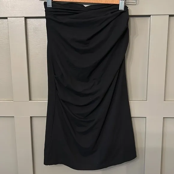 Mm Lafleur The Soho Skirt Ruched Lined Pencil Skirt Stretch Jersey Black Size XS