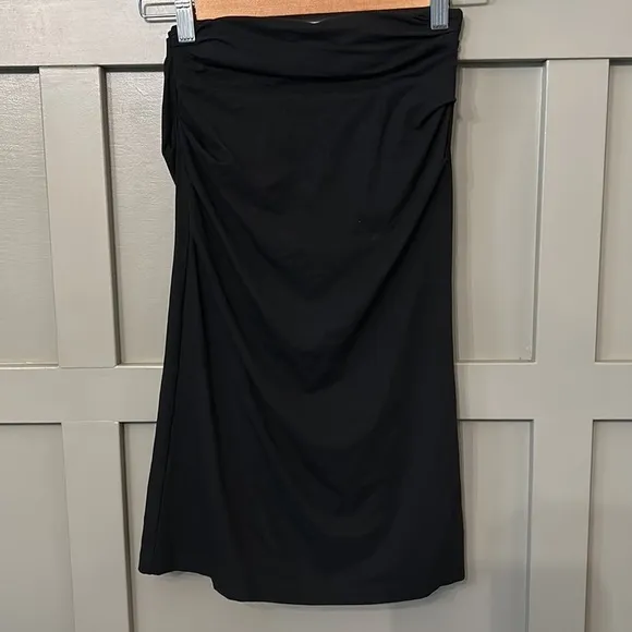 Mm Lafleur The Soho Skirt Ruched Lined Pencil Skirt Stretch Jersey Black Size XS