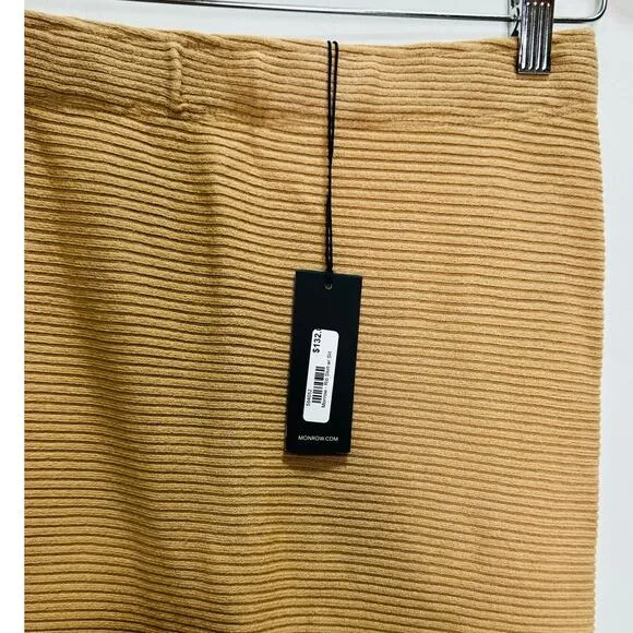 Monrow Ribbed Stretch Cotton Midi Pencil Skirt size Small NEW