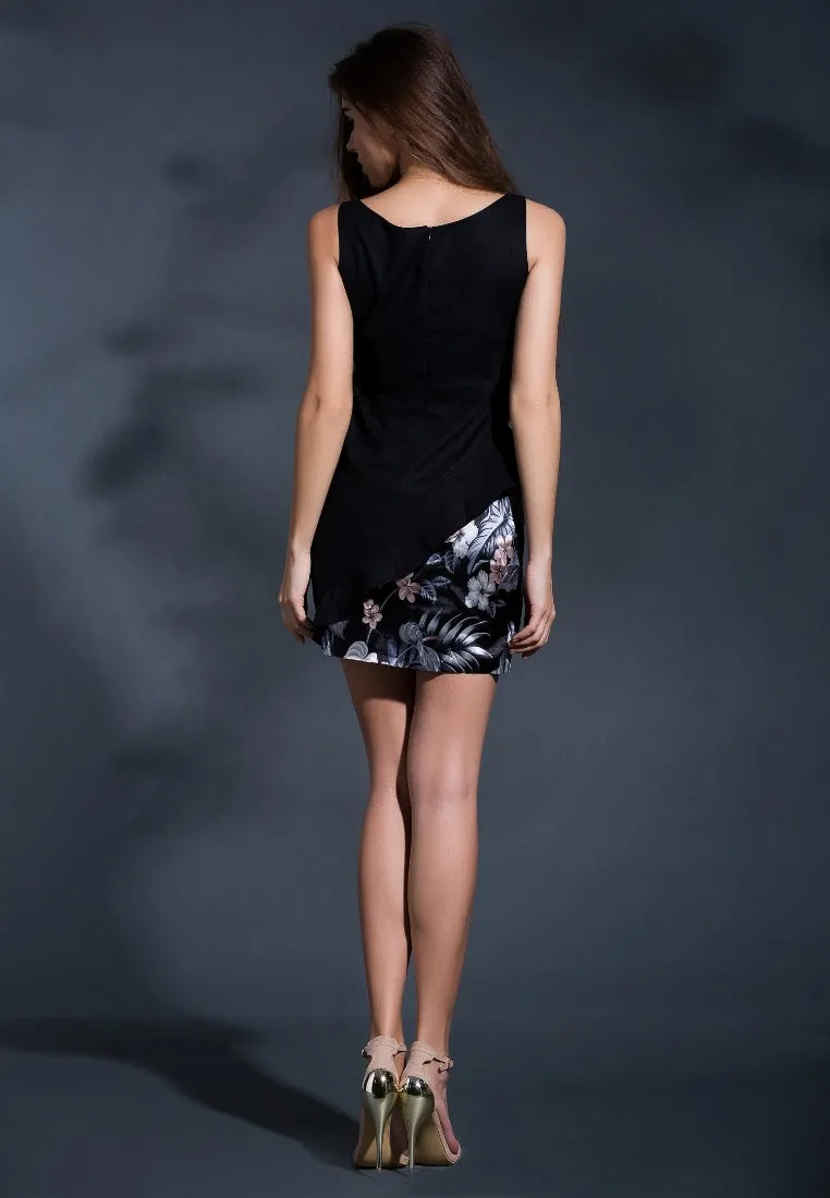 Moon rise ruffle mini dress in Black