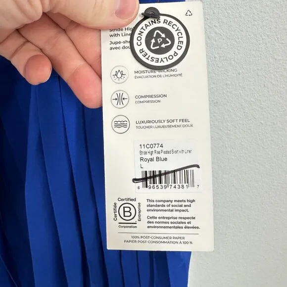 MPG Women's Size Large Royal Blue Pleated Mini Skort Tennis Pickleball Golf NWT
