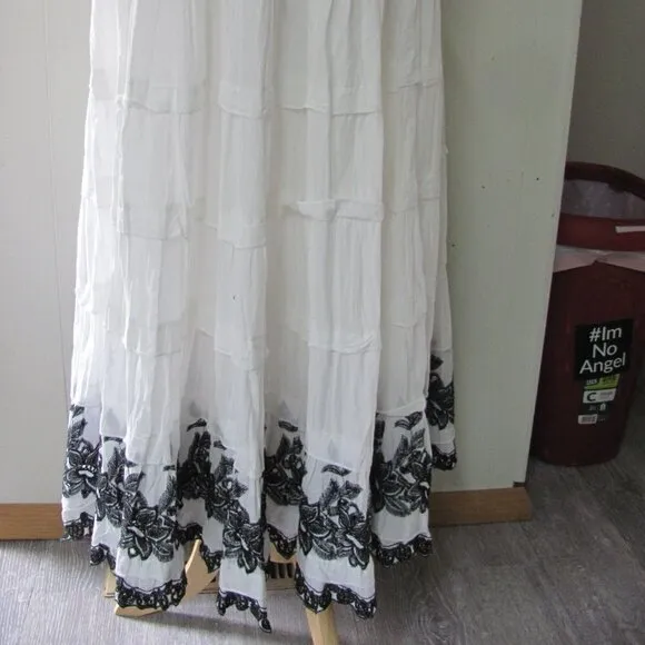MULITPLES LADIES BOHO MAXI SKIRT WITH BLACK LACE TRIM
