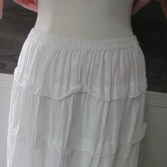 MULITPLES LADIES BOHO MAXI SKIRT WITH BLACK LACE TRIM