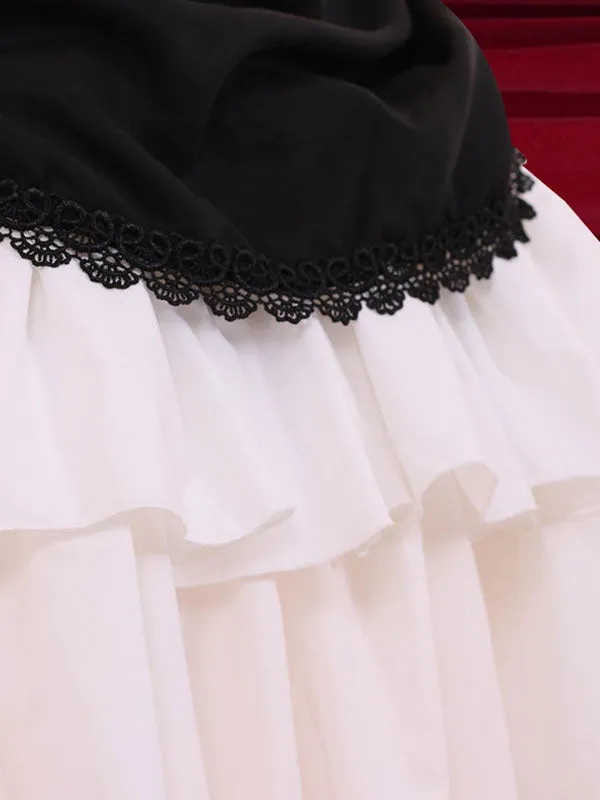 Multicolor Lolita Dress Straps Tiered Cotton Dress