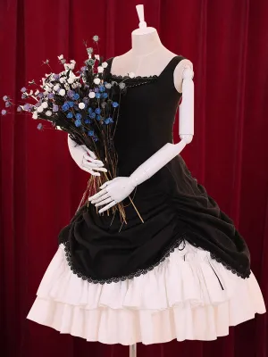 Multicolor Lolita Dress Straps Tiered Cotton Dress