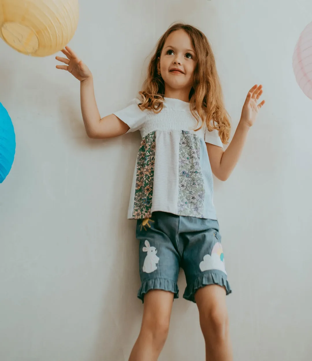 Multicoloured Floral And Stripe Print Top