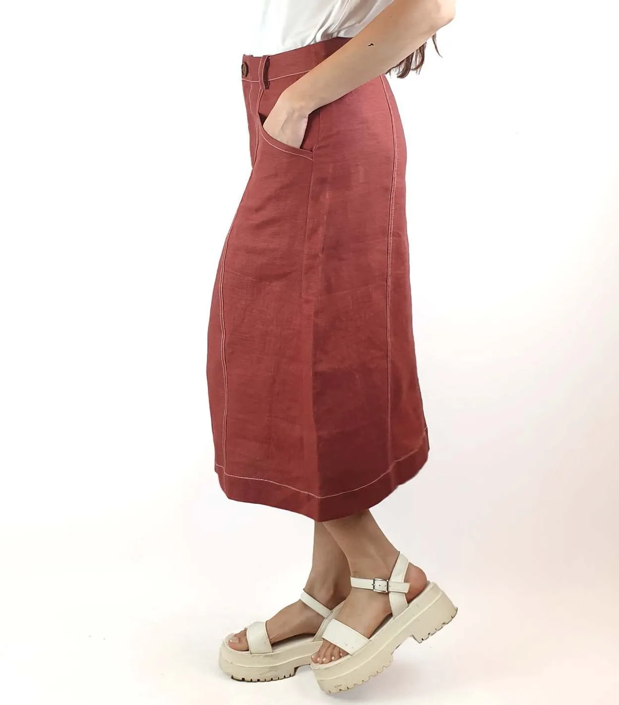 Nancybird red linen skirt size S / AU 10