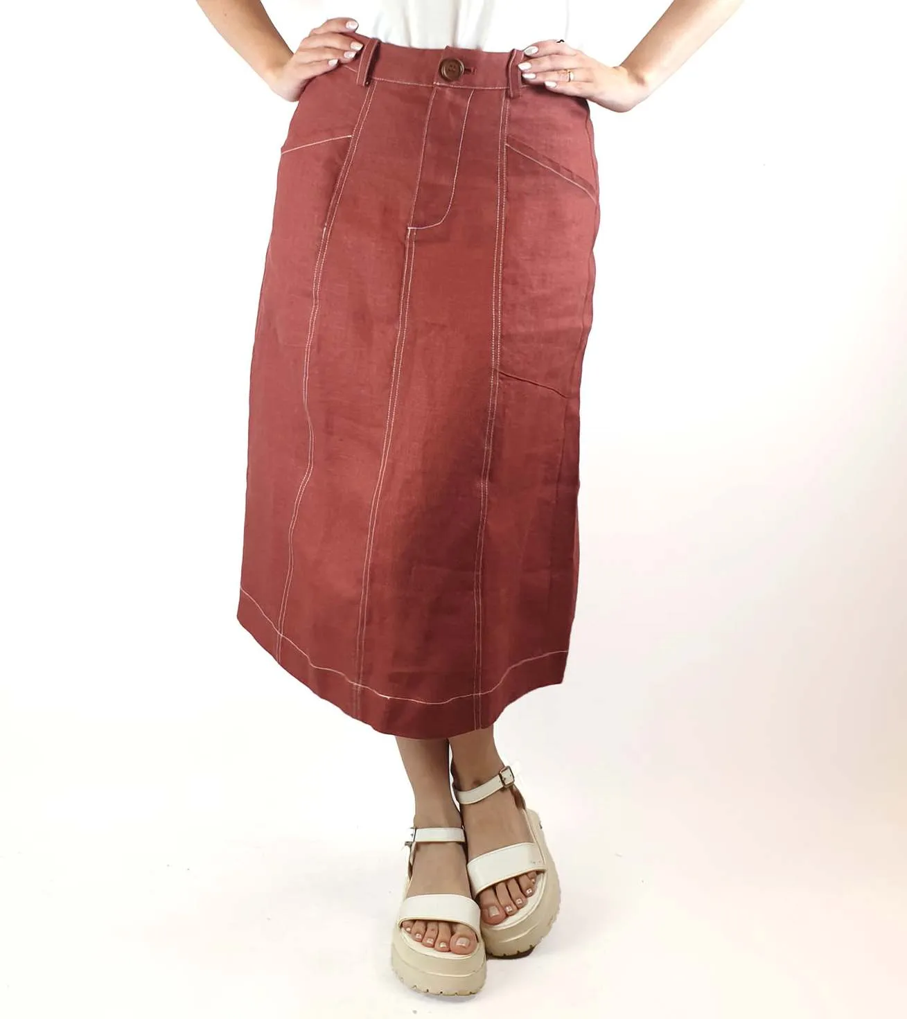Nancybird red linen skirt size S / AU 10