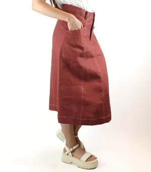 Nancybird red linen skirt size S / AU 10
