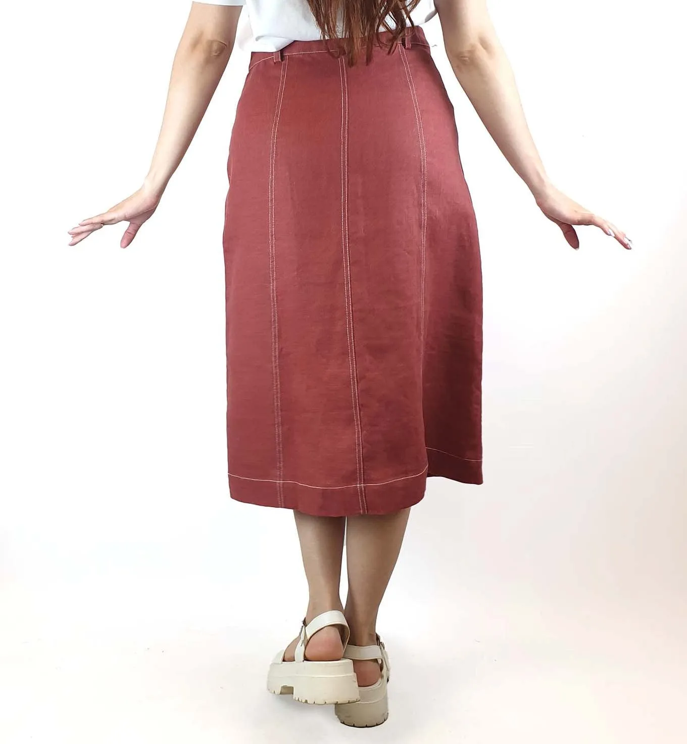 Nancybird red linen skirt size S / AU 10