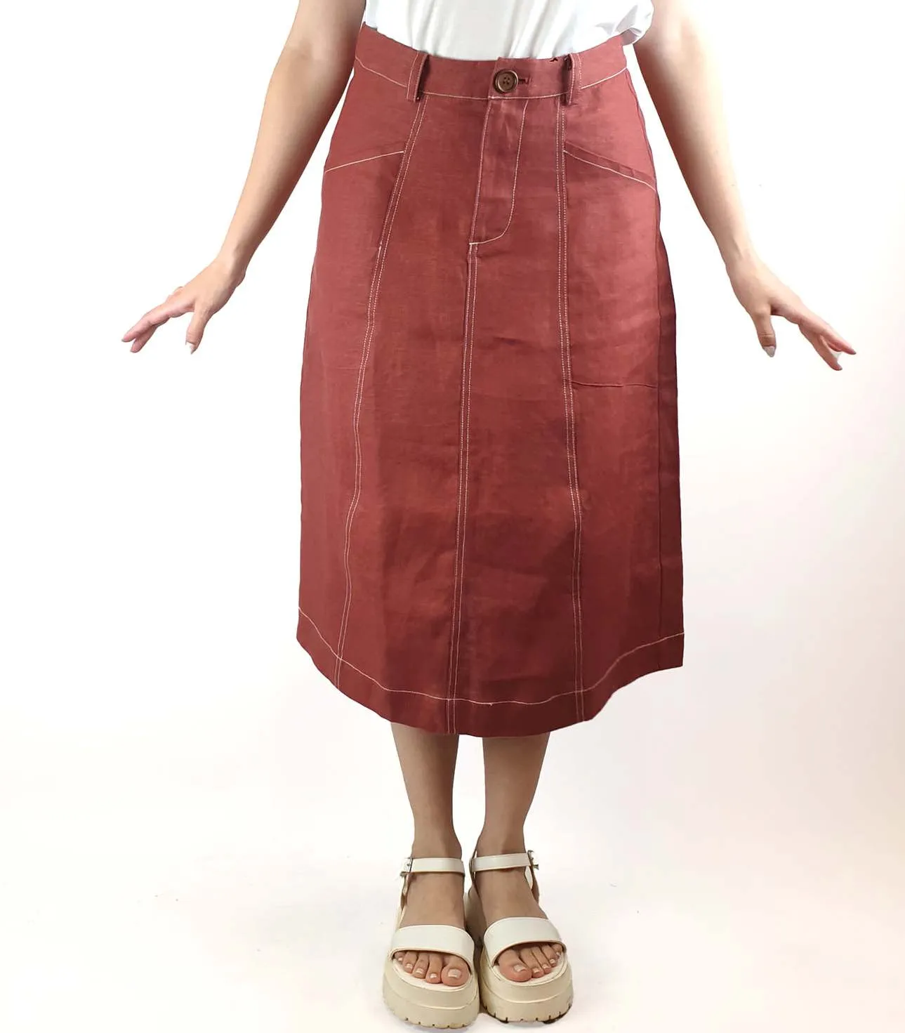 Nancybird red linen skirt size S / AU 10