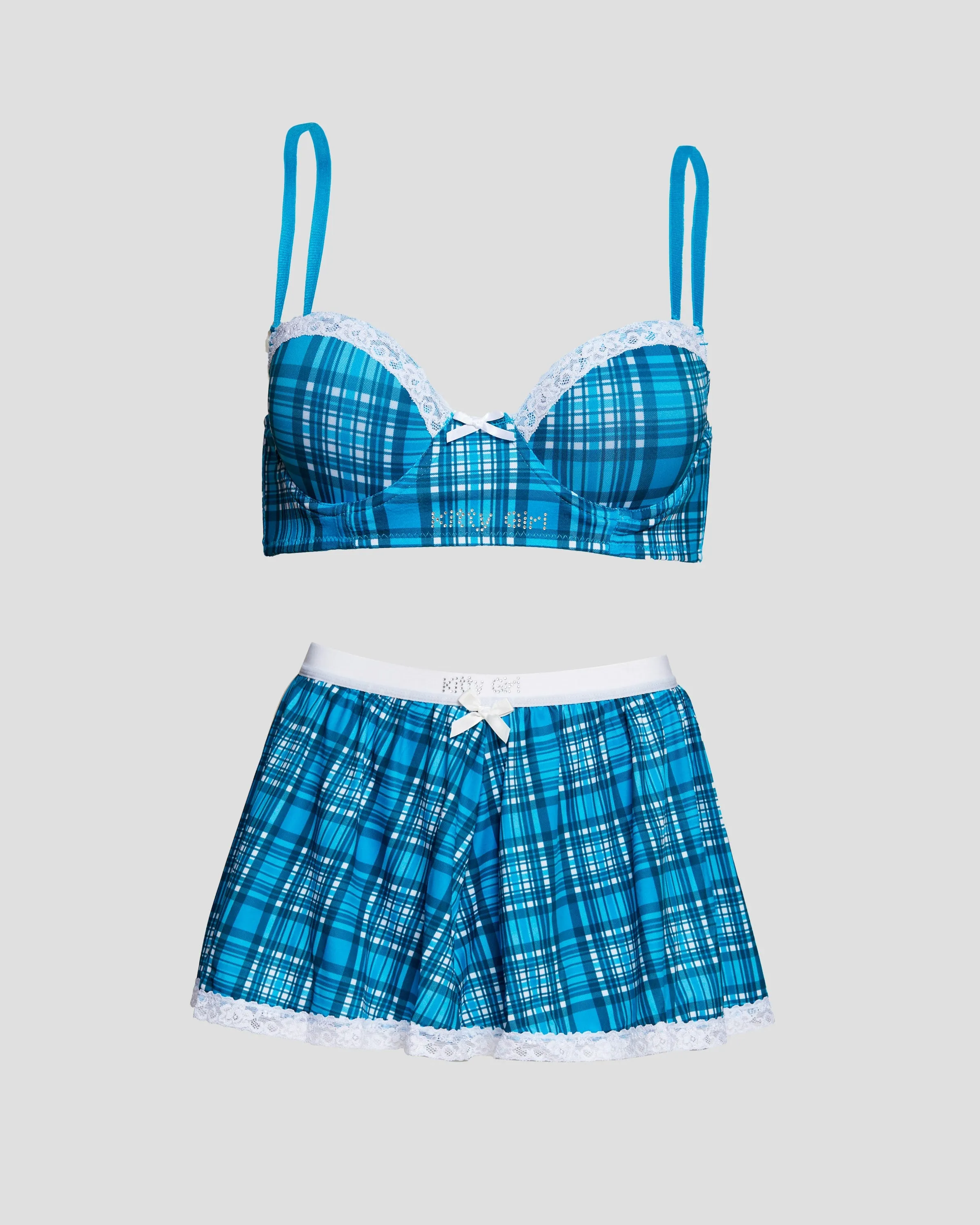 Naughty Kitten Plaid Set