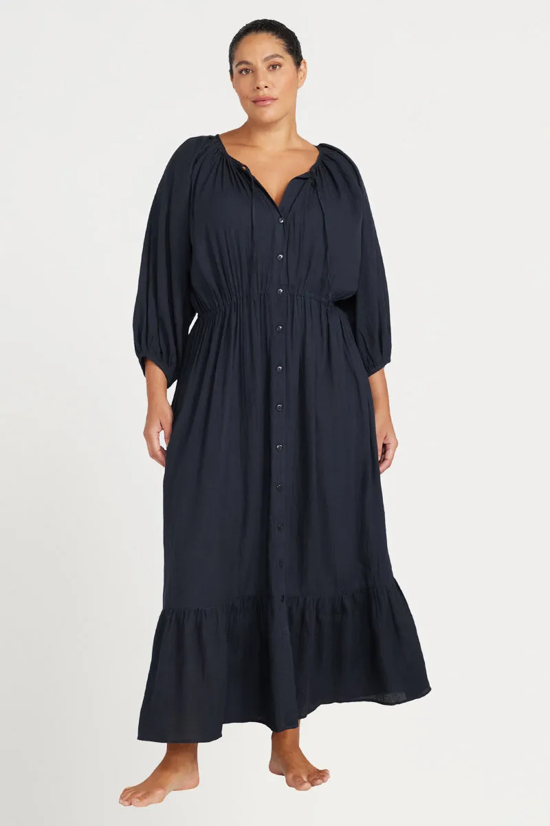 Navy Resort Wear Elgar Maxi Dress